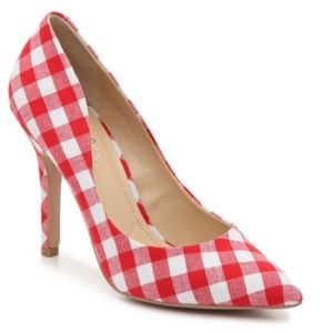 Charles by Charles David sz 9 Maxx red white plaid pointy toe heels